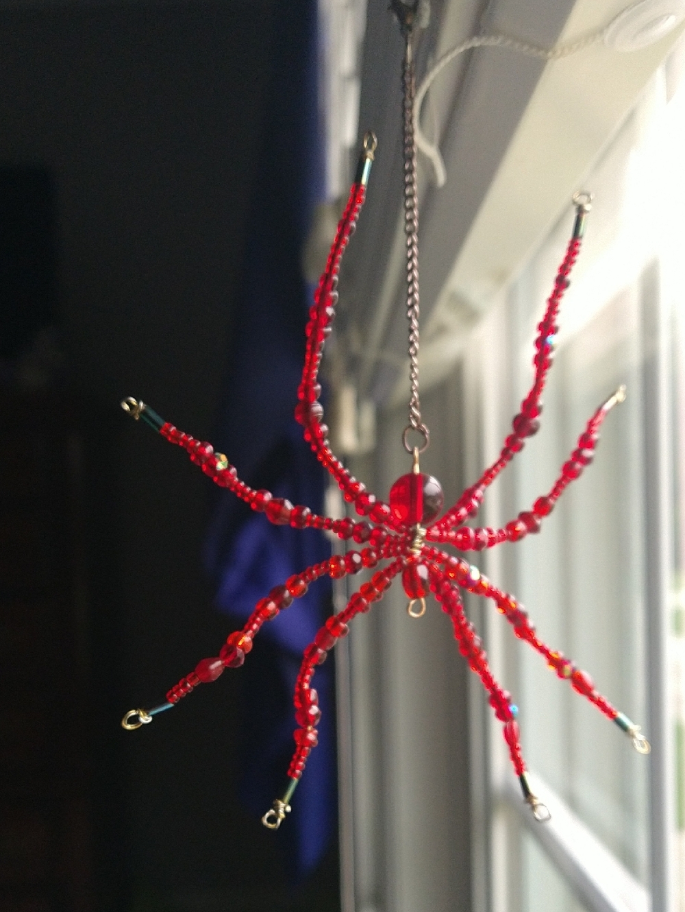 Hand Crafted • Red Beaded Spider Pendant